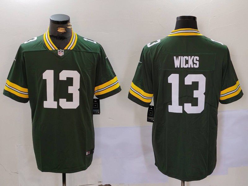 Men Green Bay Packers #13 Wicks Green 2024 Nike Vapor Limited NFL Jersey